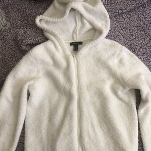 Forever 21 white teddy zip up